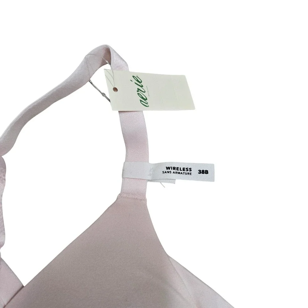 Aerie Sunnie Wireless Bra 38B Pink Padded Adjustable Straps Real Good Comfort